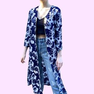 Tom Tailor floral zip front satin duster M